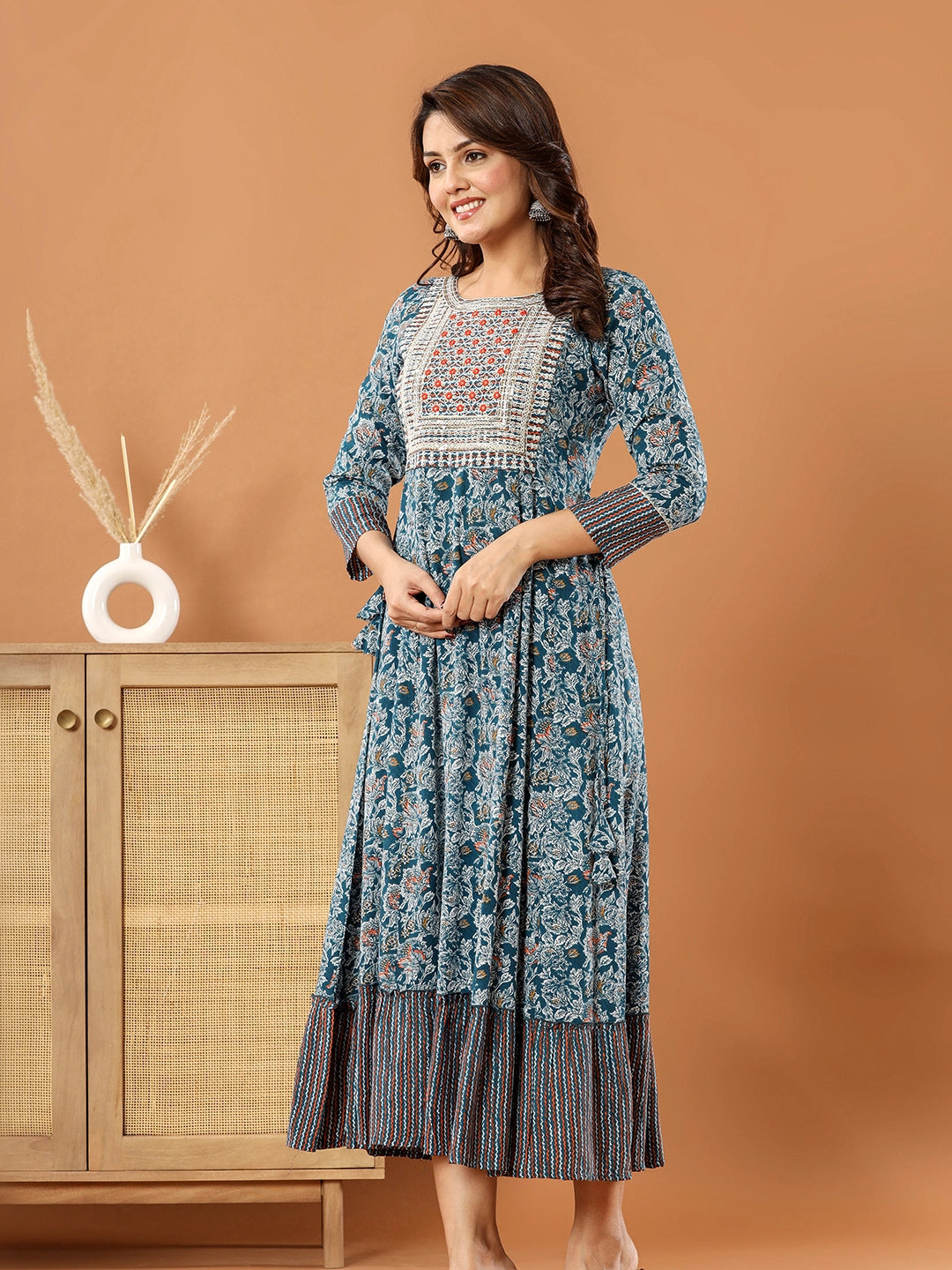 Celestial Charm: Long Rayon Gown