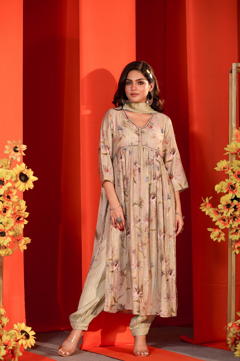 Inked Petals Kurta Ensemble