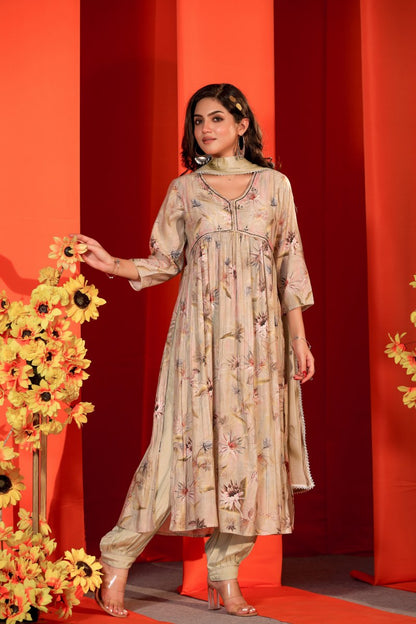 Inked Petals Kurta Ensemble