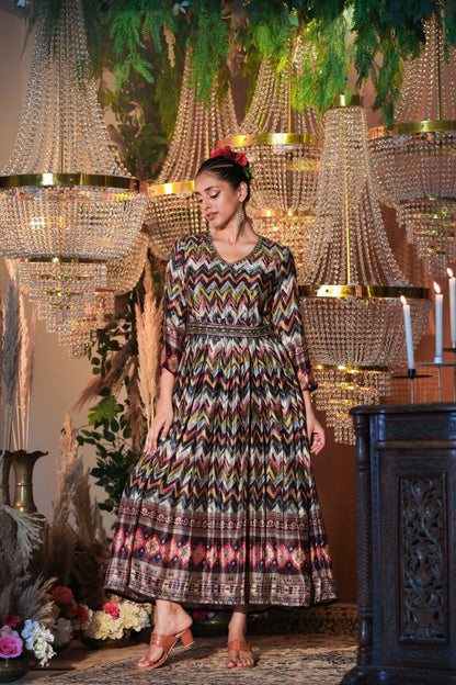 Versatile Black Chinon Gown