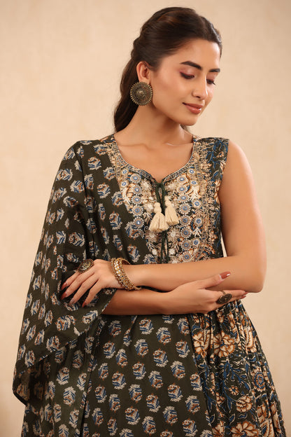 Classy Green Cotton Sharara
