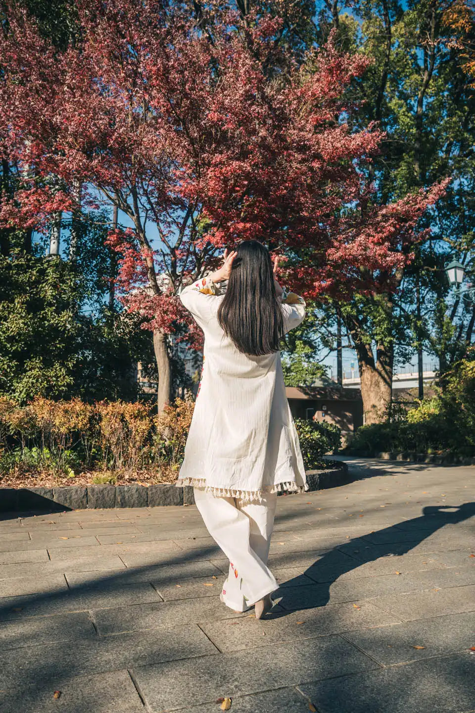 women's off-white floral embroidered coordinated set