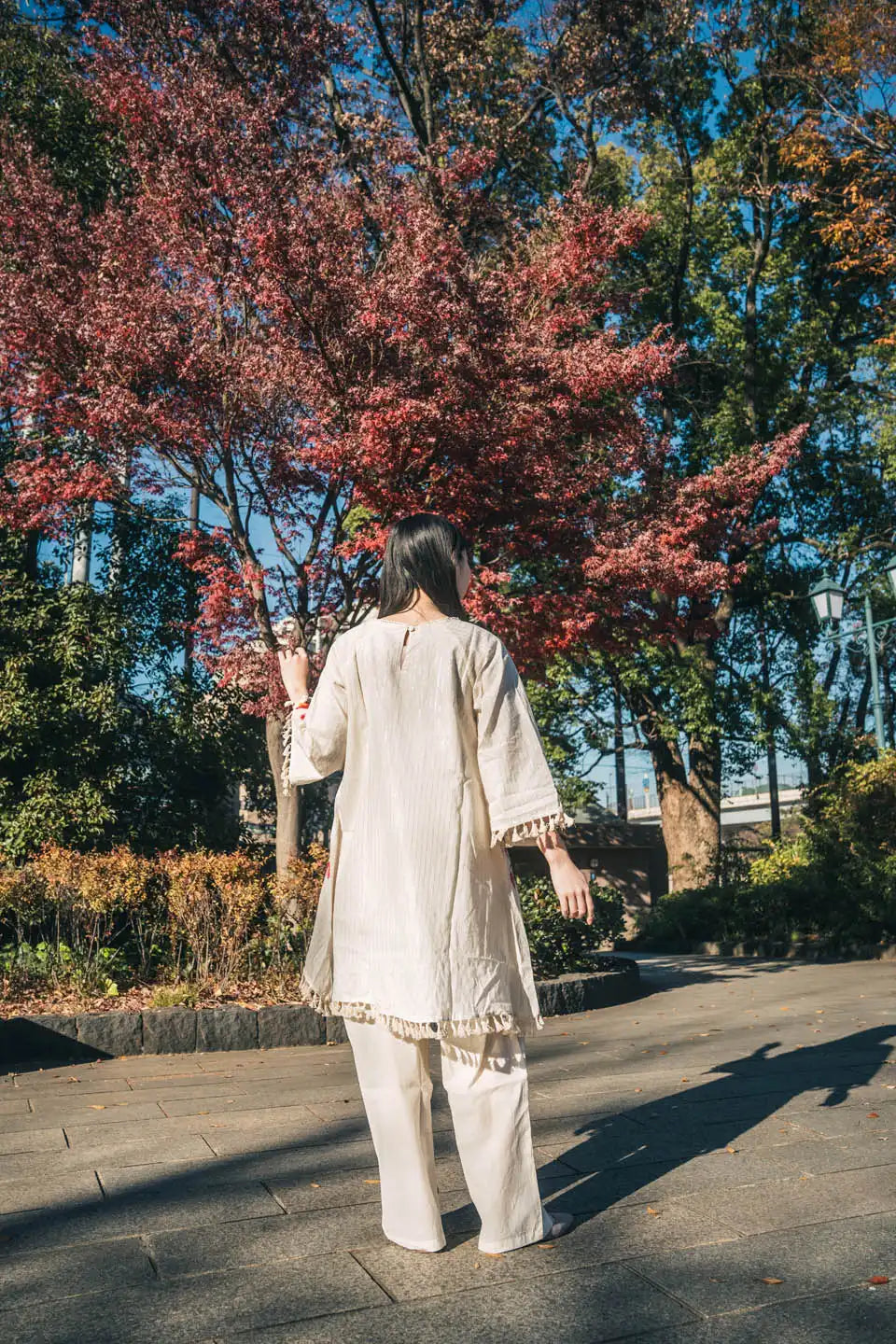 women's off-white floral embroidered coordinated set