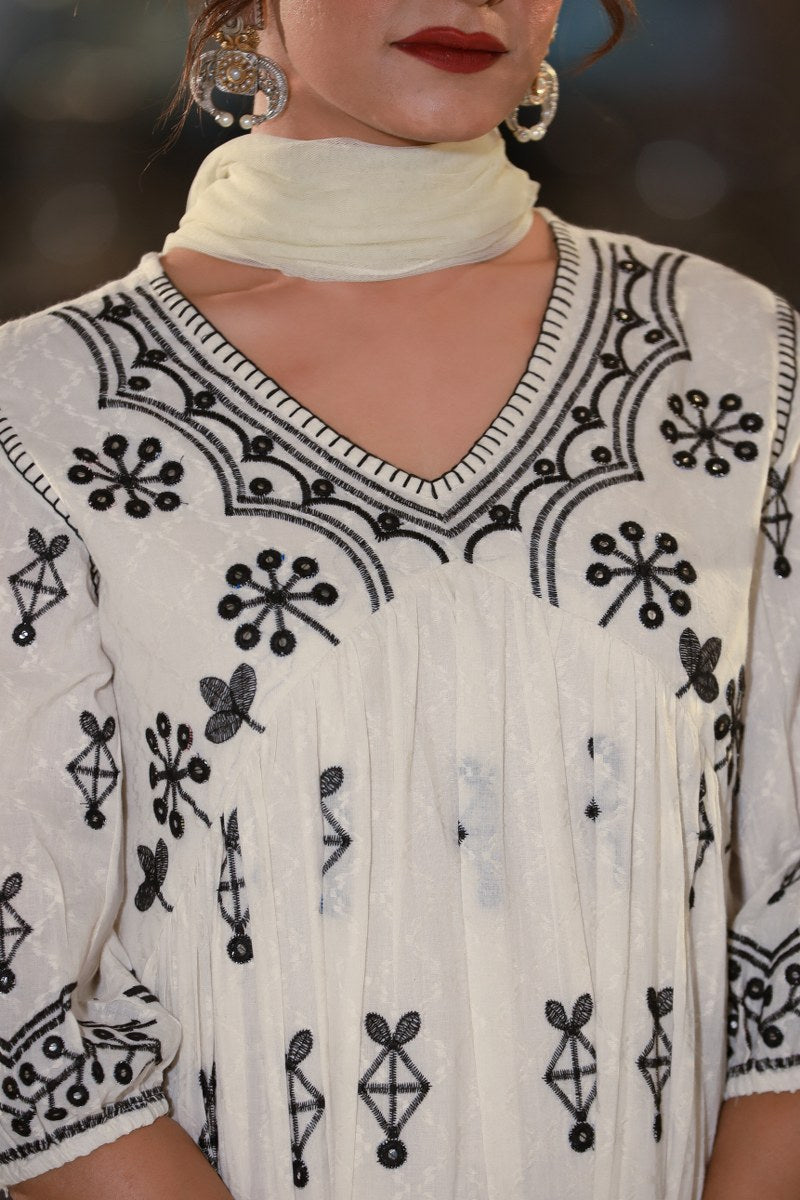 Amazing White Embroidered Sharara