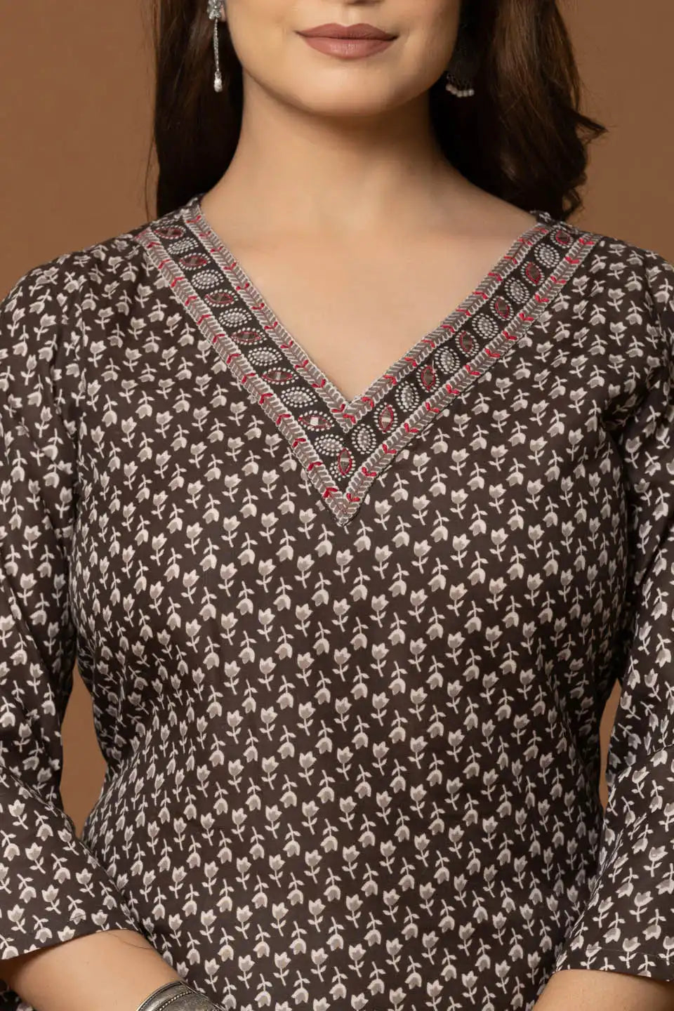navy blue embroidered kurta with geometric print pants dupatta 