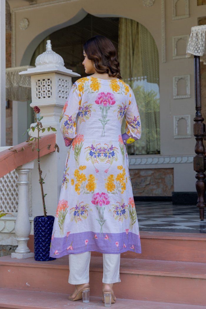 WOMEN'S FLORAL PRINTED COTTON KURTI WITH PINTUCK DETAILING | COMFORTABLE DAILY & FESTIVE WEAR