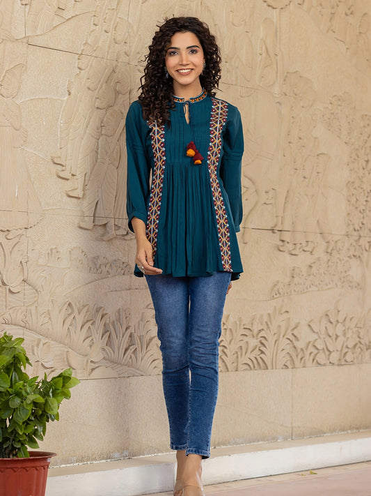 scarlet serenade rayon green top