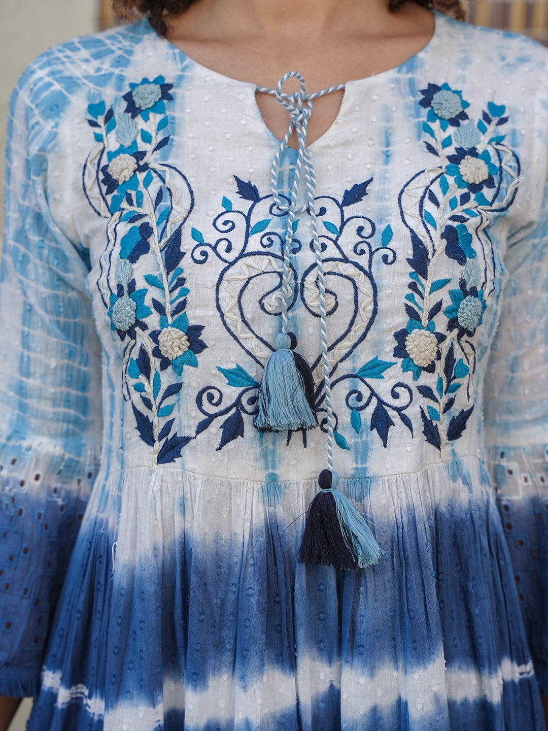 Azure Elegance: Blue Embroidered Short