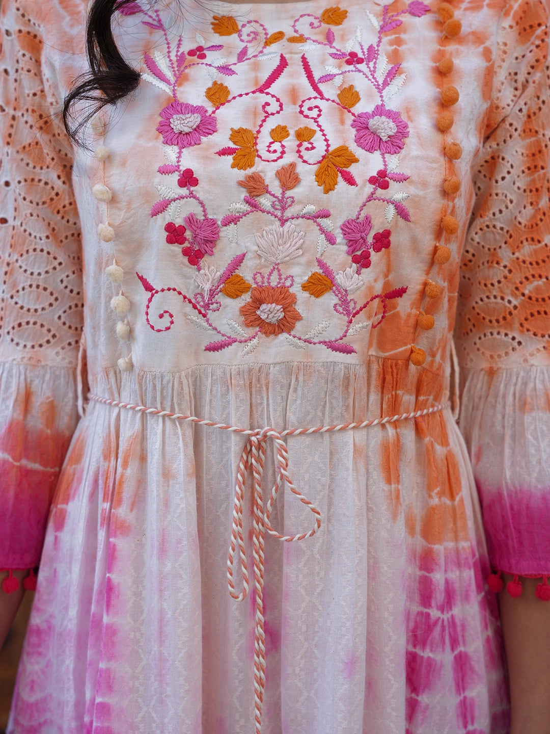 Pink Petal Elegance:  Embroidery Gown