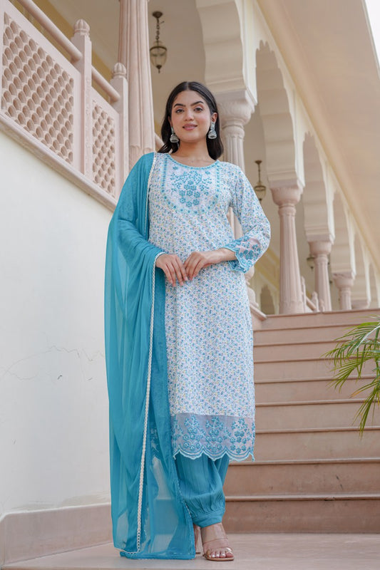 blue lagoon rayon kurta set