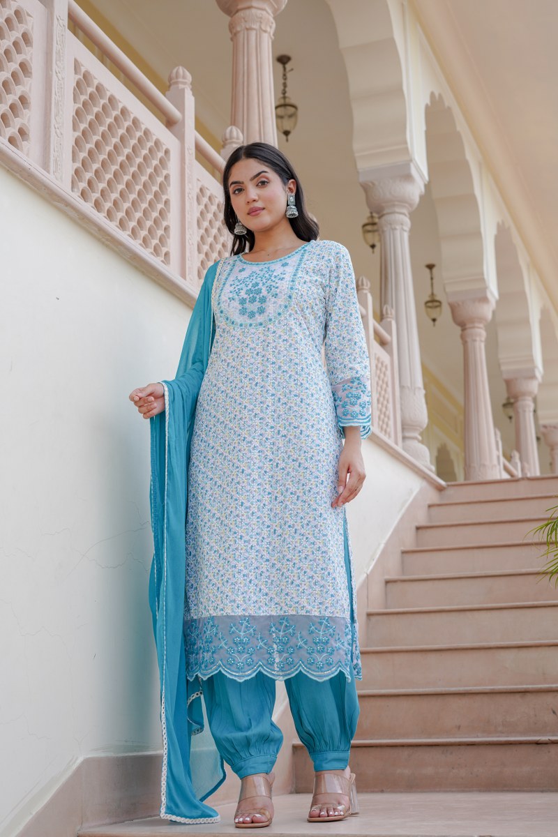 blue lagoon rayon kurta set
