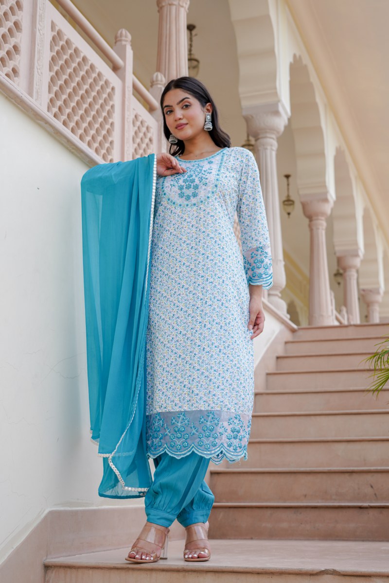 blue lagoon rayon kurta set