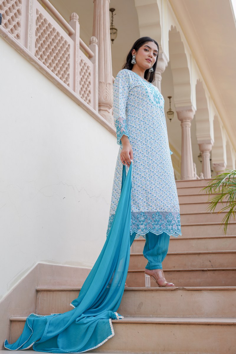 blue lagoon rayon kurta set