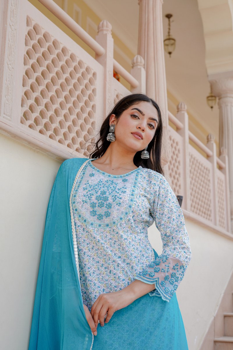 blue lagoon rayon kurta set