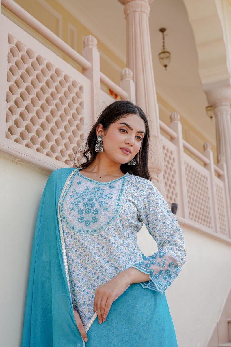 blue lagoon rayon kurta set