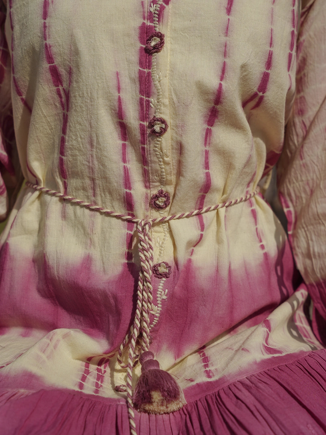 Pastel Breeze: White and Pink Tie-Dye Short Dress