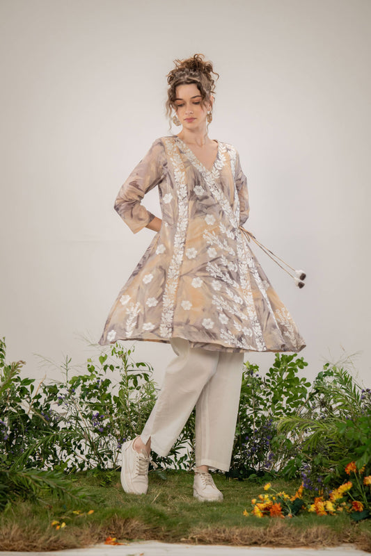 PASTEL BREEZE FLORAL WRAP CO-ORDS SET ELEGANT & FLOWY COTTON STYLE