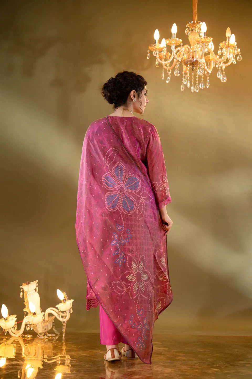 roman silk embellished kurta with floral and geometric print dupatta and straight pants festive wear