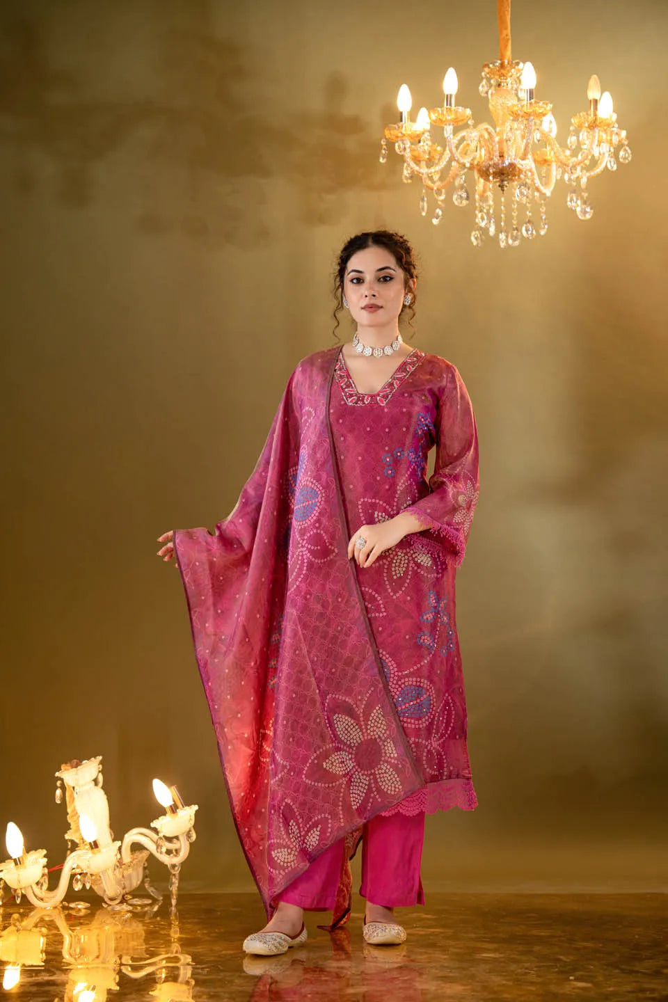 roman silk embellished kurta with floral and geometric print dupatta and straight pants festive wear