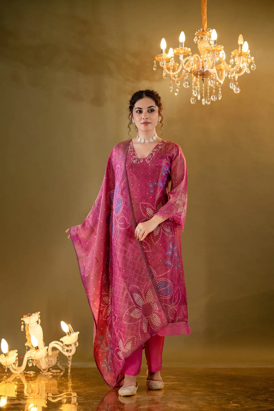roman silk embellished kurta with floral and geometric print dupatta and straight pants festive wear