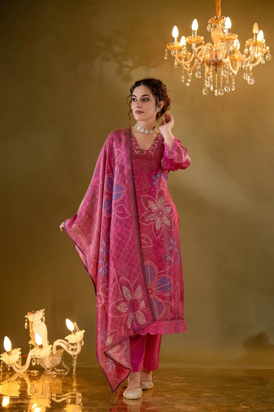roman silk embellished kurta with floral and geometric print dupatta and straight pants festive wear