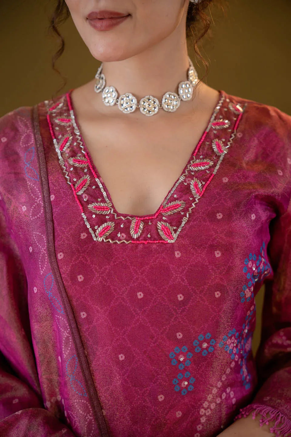 roman silk embellished kurta with floral and geometric print dupatta and straight pants festive wear