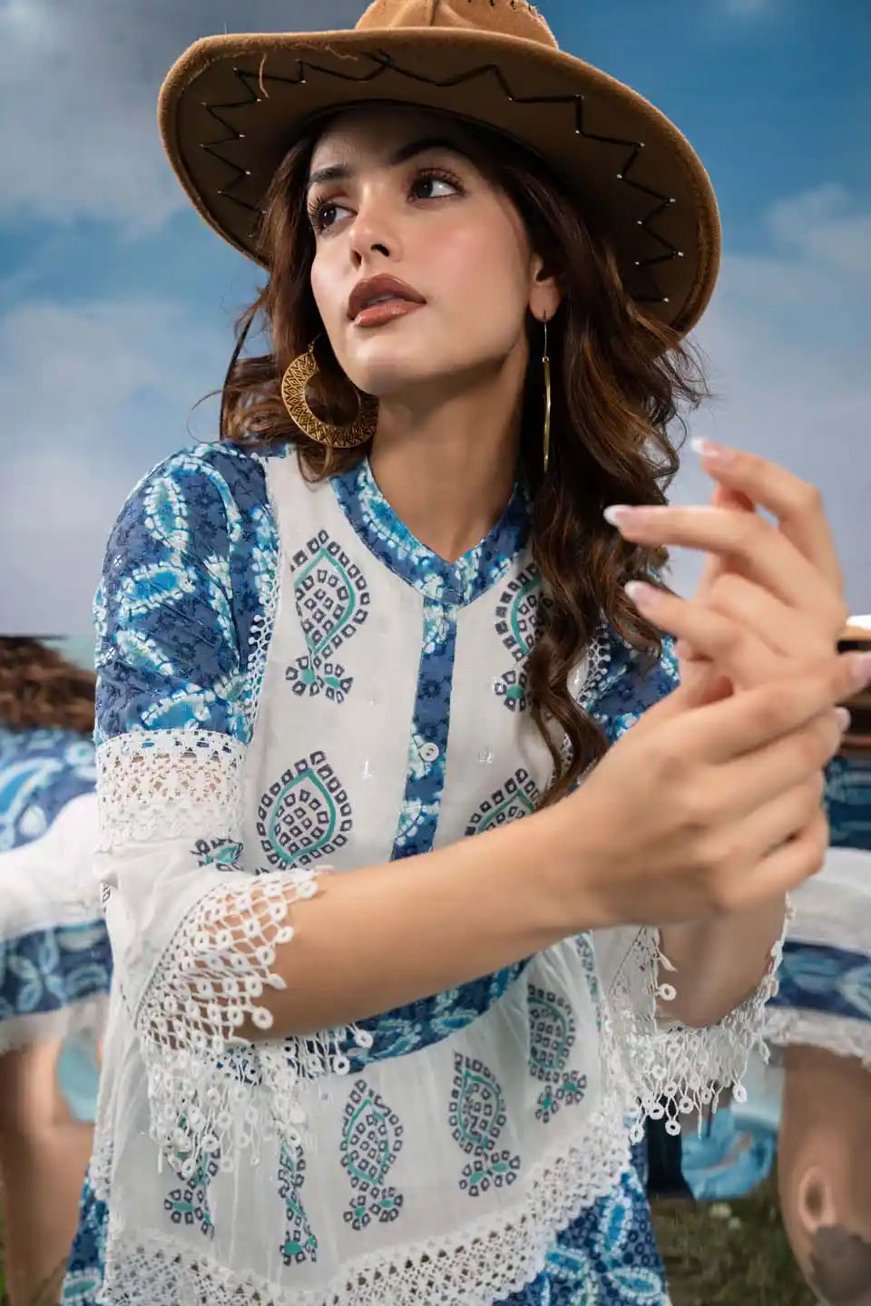 trendy boho short dress with lace detailing