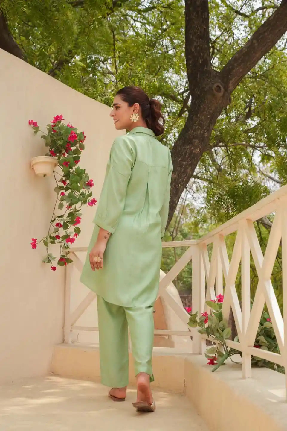 Pastel Green Embroidered Co-ordinated Set for Women