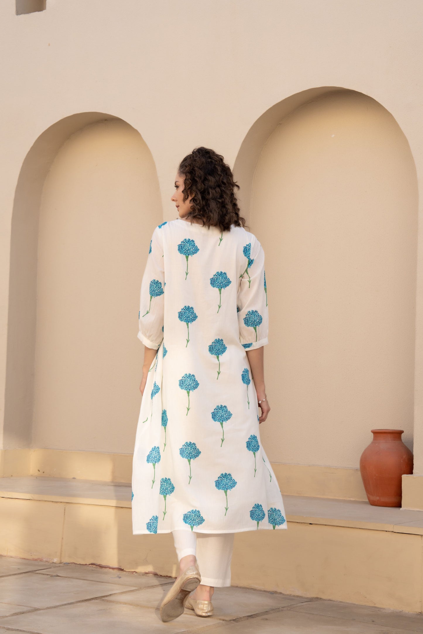 WHITE BLOOM EMBROIDERED COTTON CO-ORDS SET COMFORT & MINIMAL CHARM