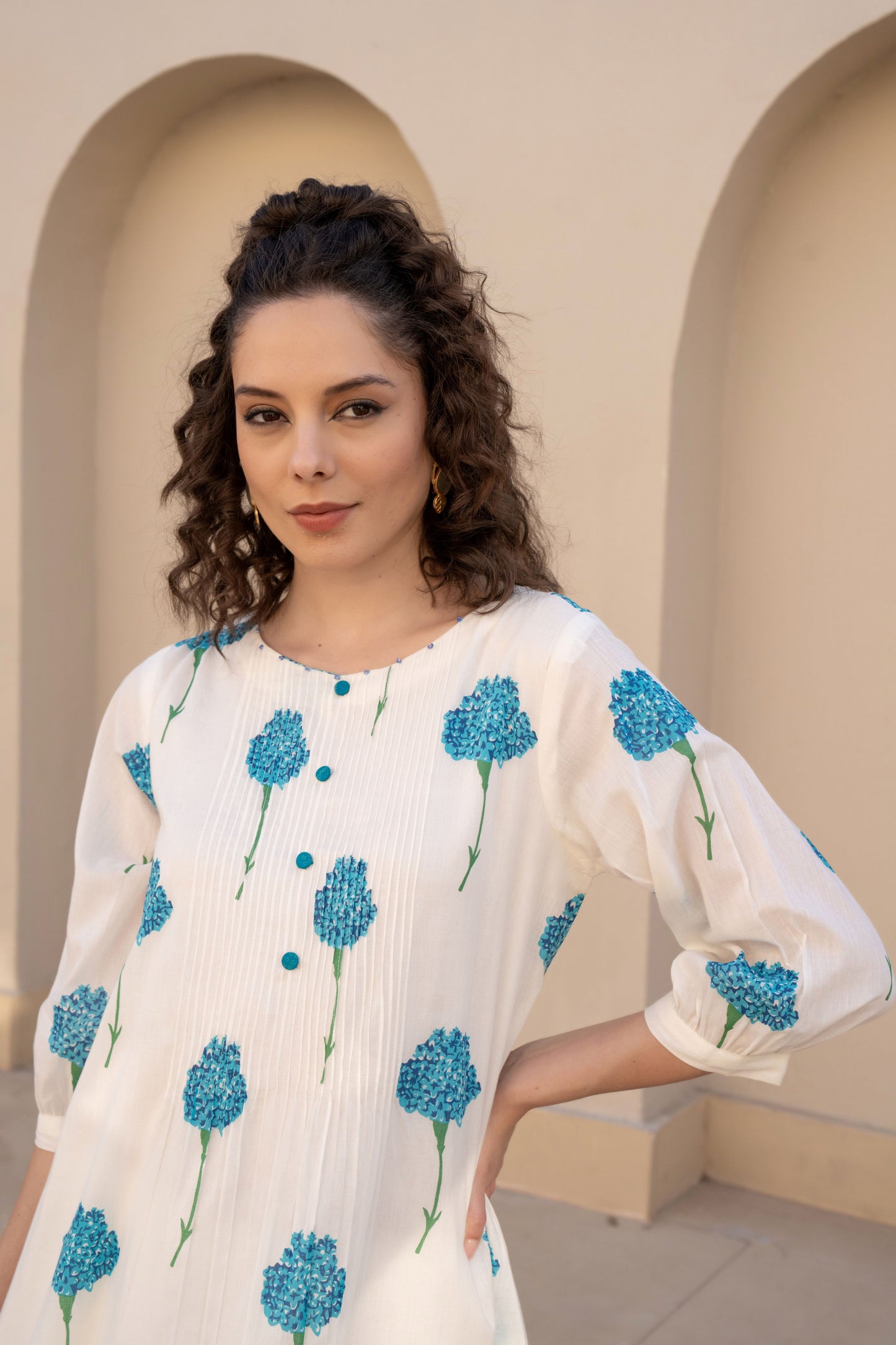 WHITE BLOOM EMBROIDERED COTTON CO-ORDS SET COMFORT & MINIMAL CHARM