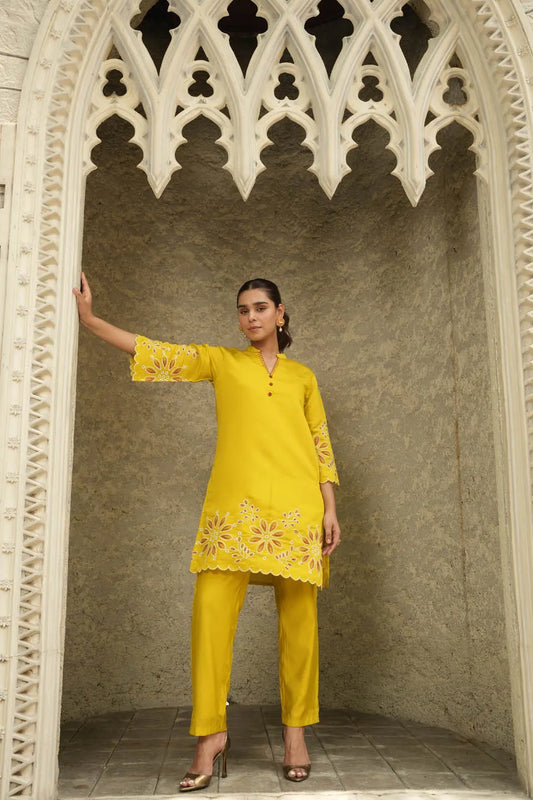 elegant flower embroidered co ord set
