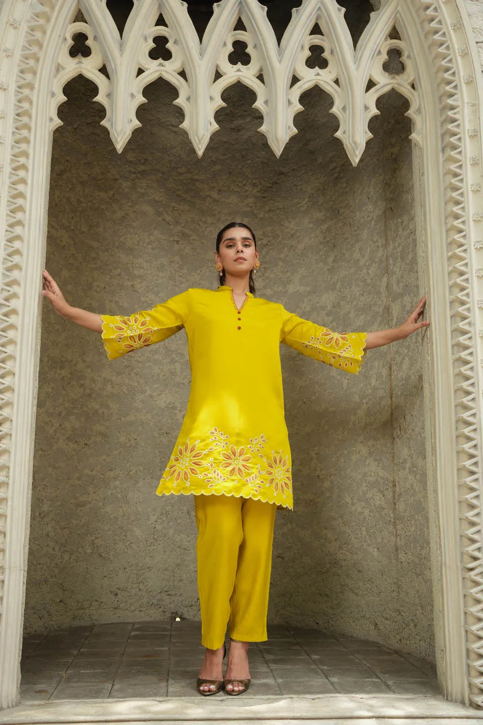 elegant flower embroidered co ord set