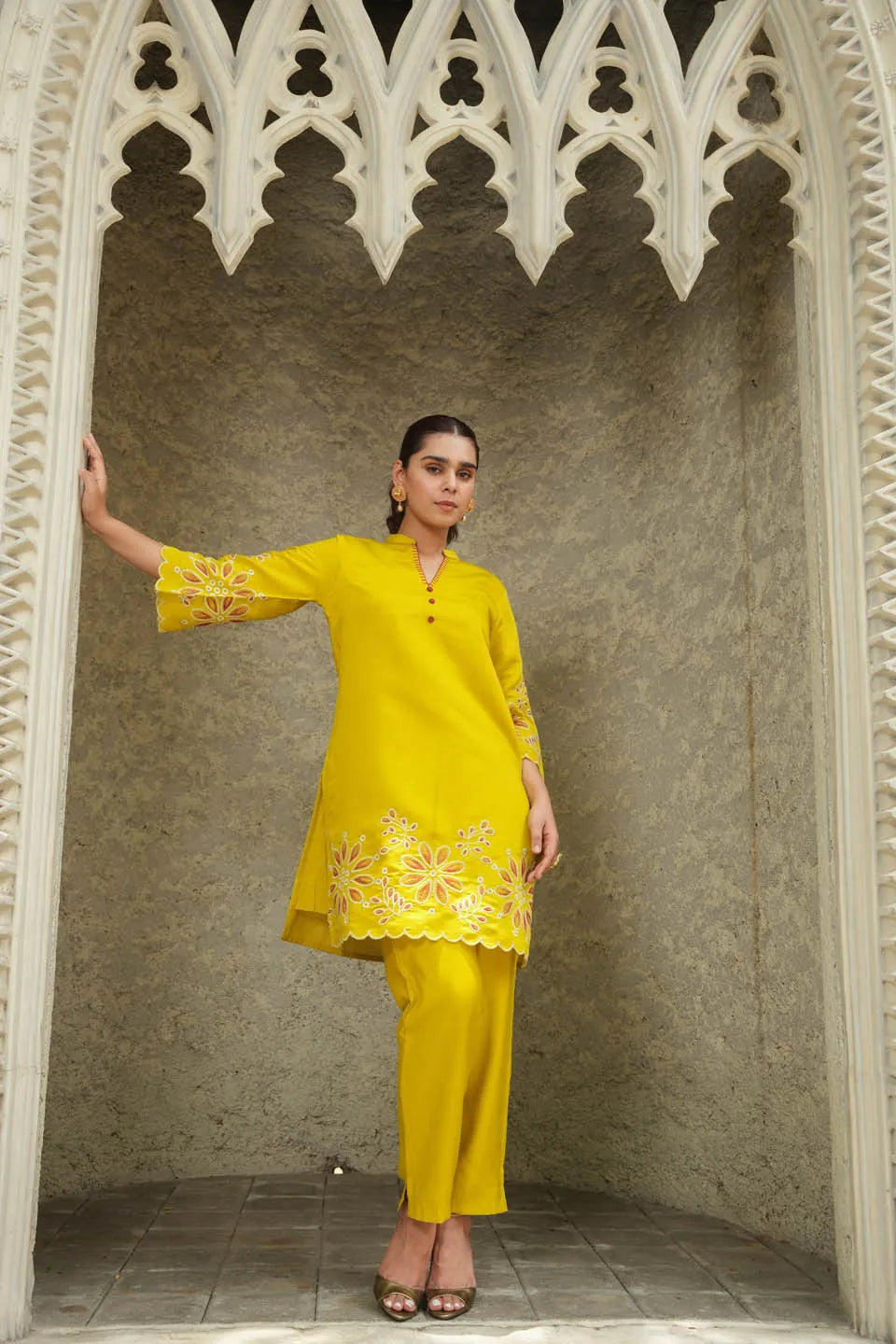 elegant flower embroidered co ord set