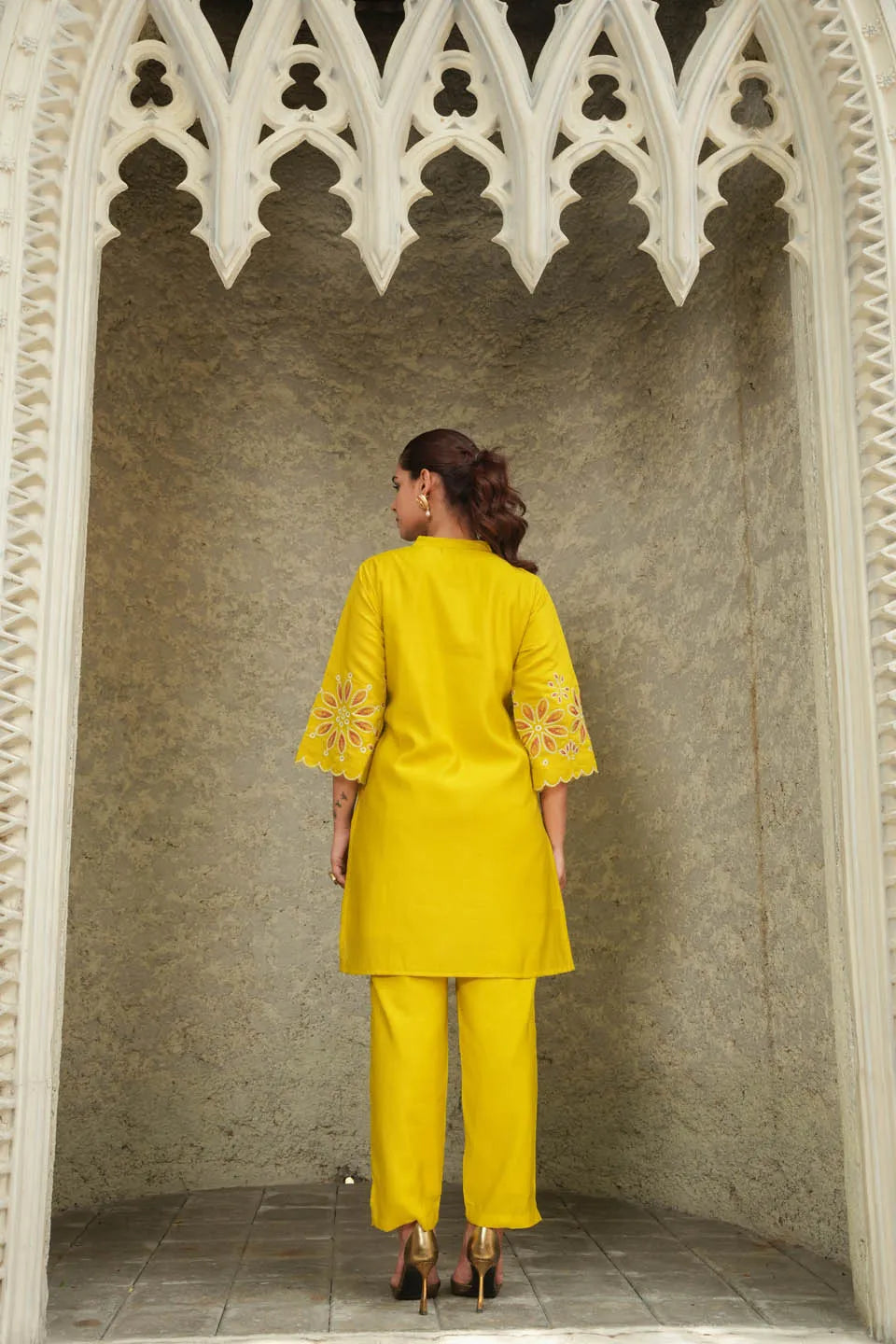 elegant flower embroidered co ord set