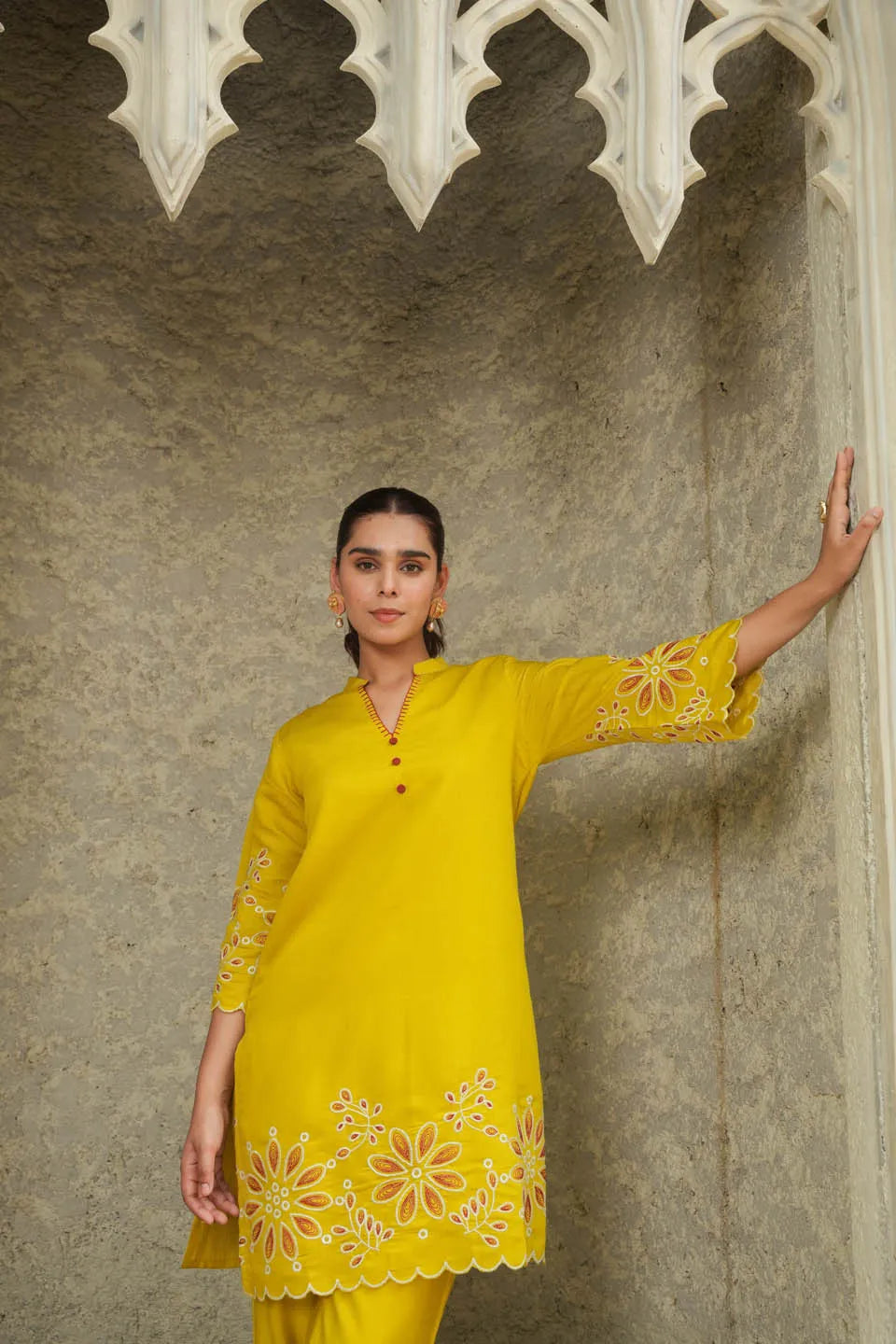 elegant flower embroidered co ord set