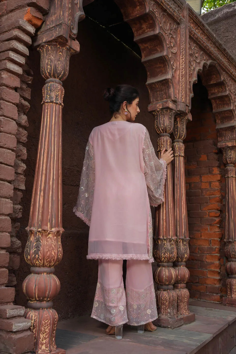 elegant pink embroidered coordinated sets