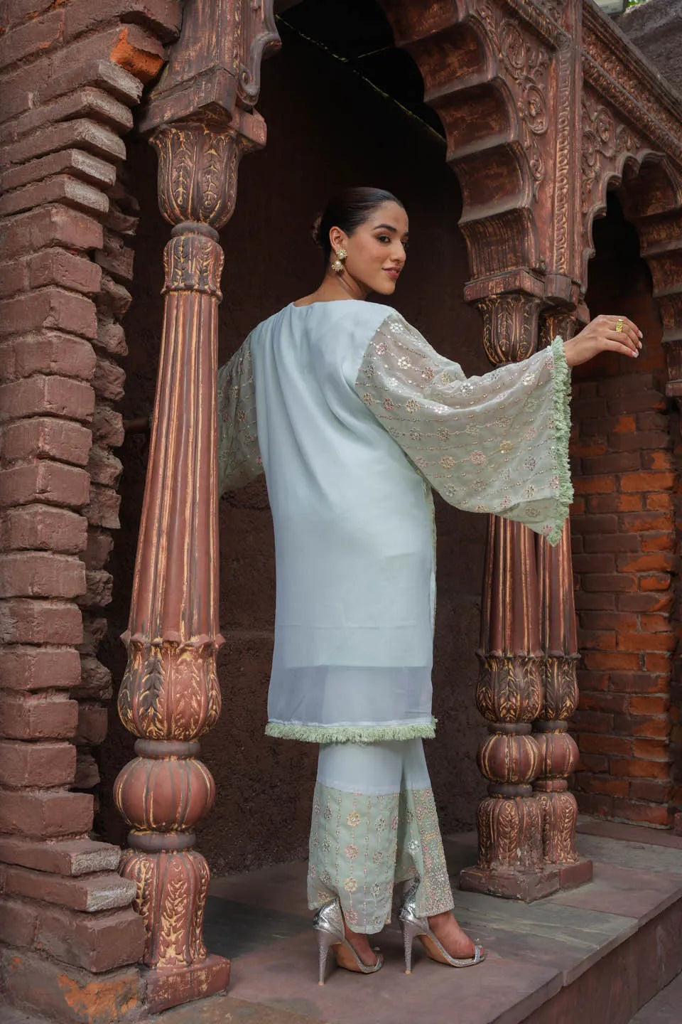 elegant blue embroidered coordinated sets