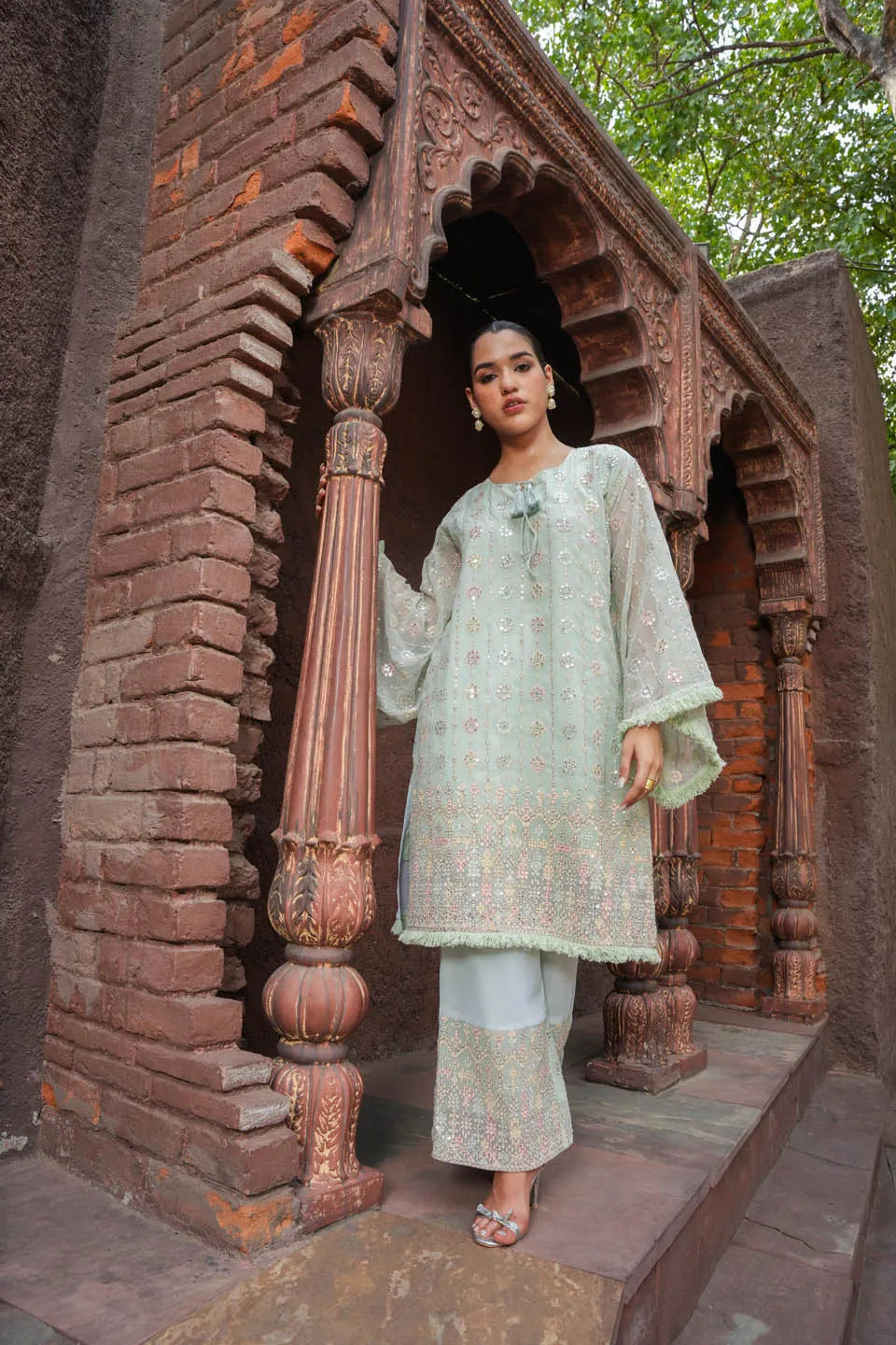 elegant blue embroidered coordinated sets