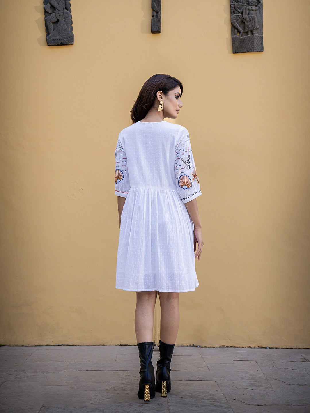 Charmstitch Elegance:  Embroidery Short Dress