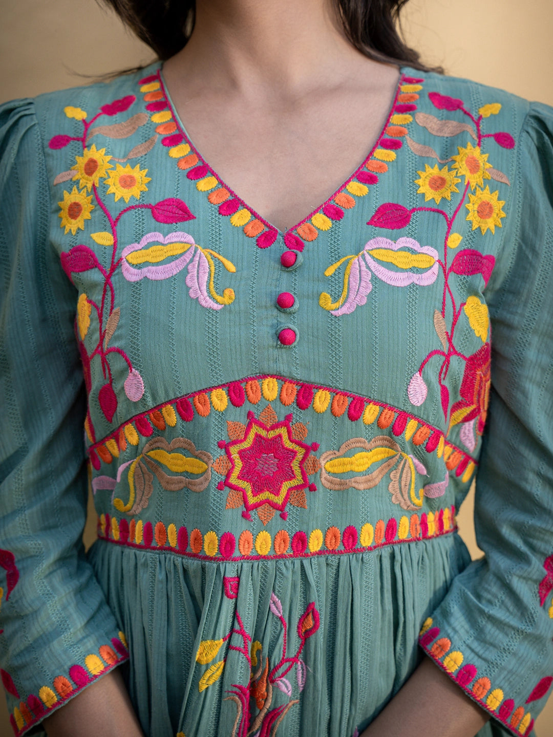 loomed splendor cotton embroidery short dress
