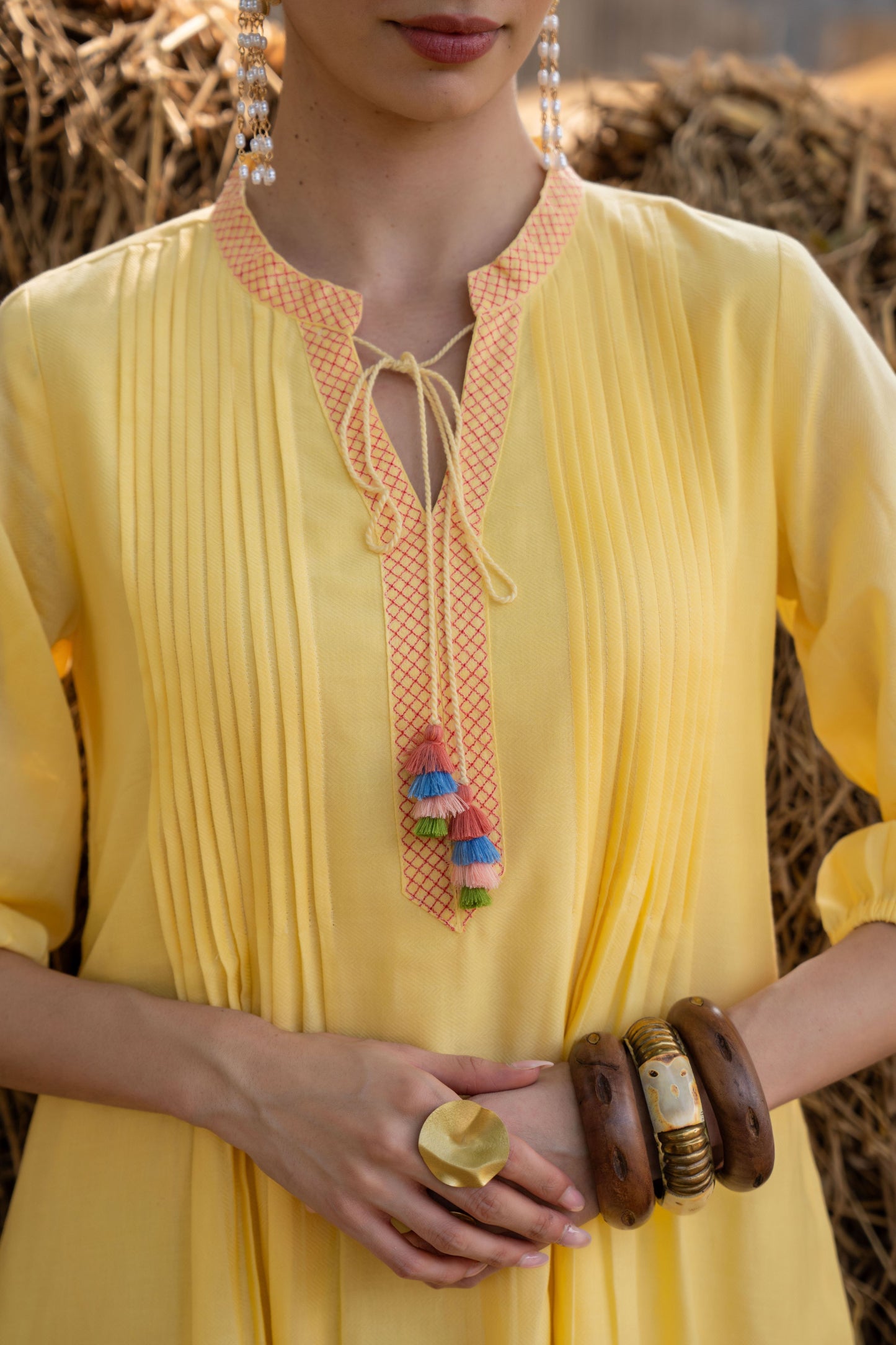 SUNSHINE BLOOM COTTON DRESS WITH EMBROIDERY