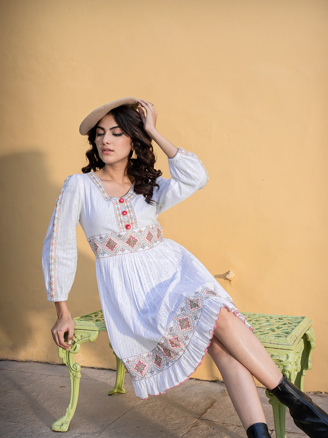 Bohemian Threads: Embroidered Short Dress