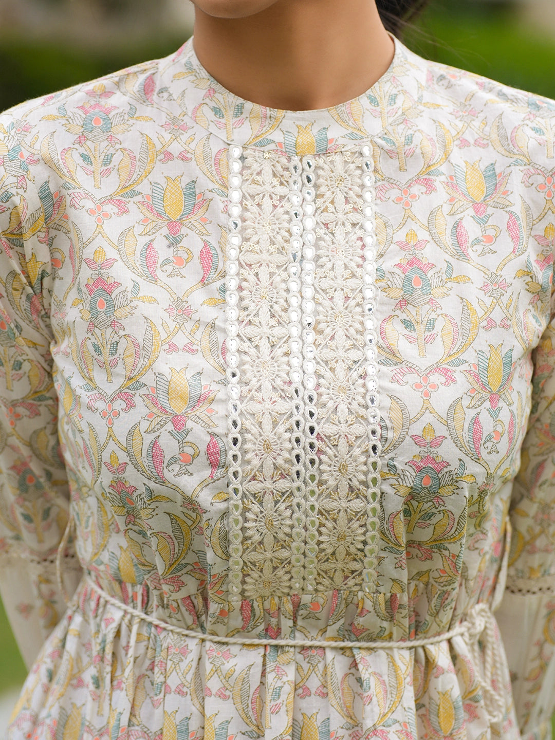 Blooms and Lace: White Floral Embroidered Shorts