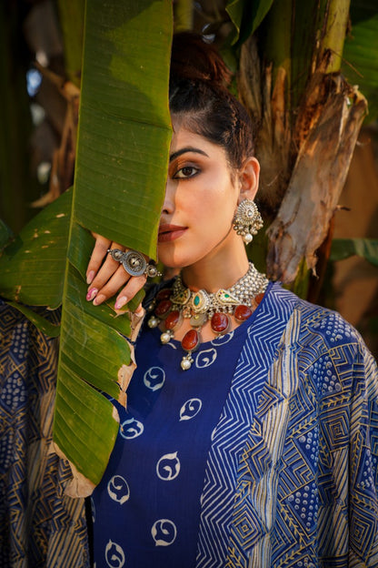 Designer Blue Coord Set With Shirt