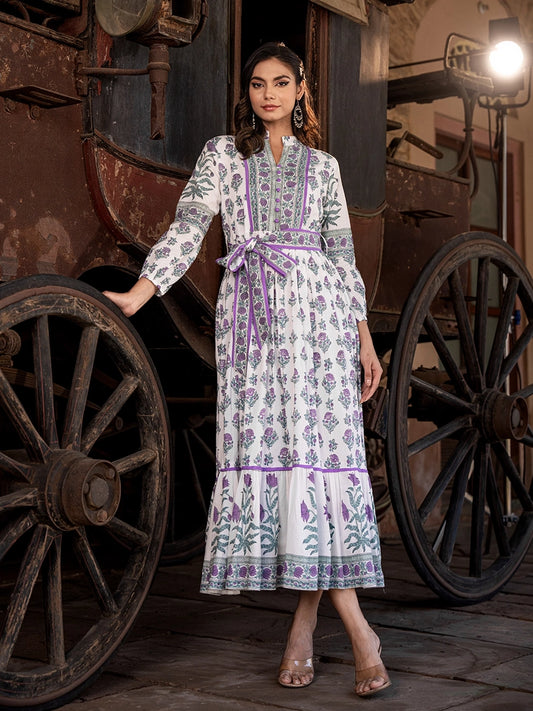 Mystic Garden: Printed Cotton Long Gown
