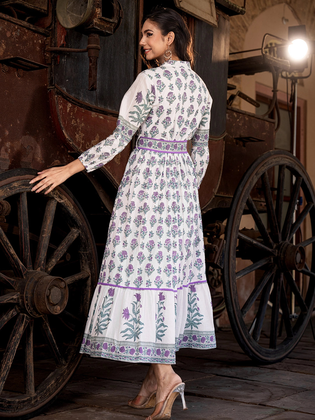Mystic Garden: Printed Cotton Long Gown