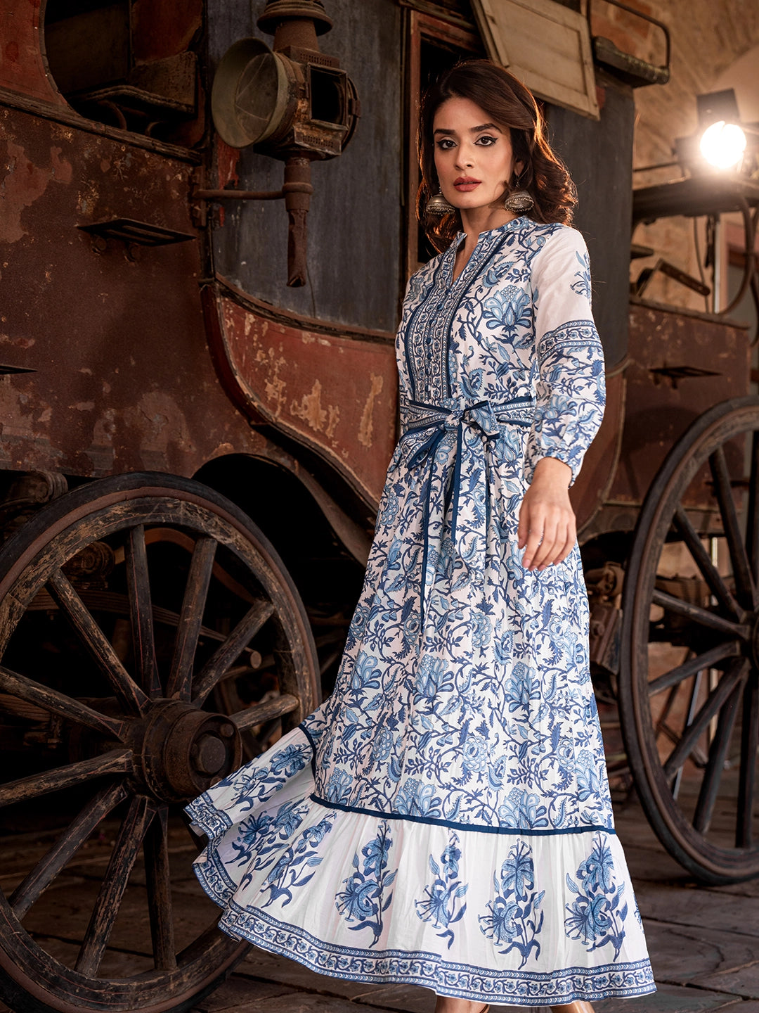 Flora Printed Rayon Long Gown