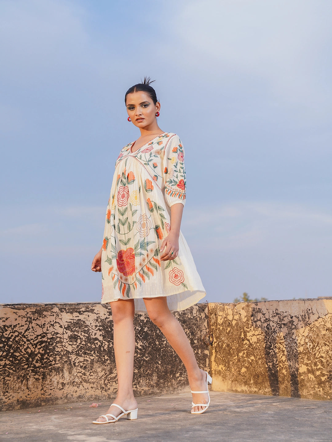 amazing embroidery short dress
