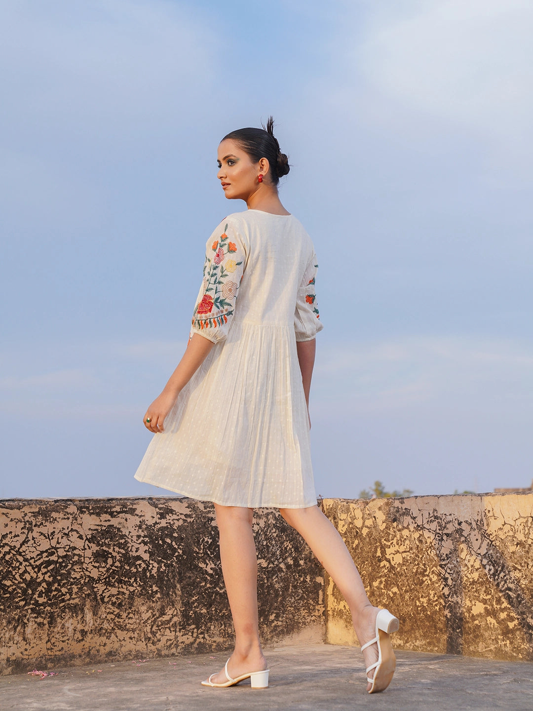 amazing embroidery short dress