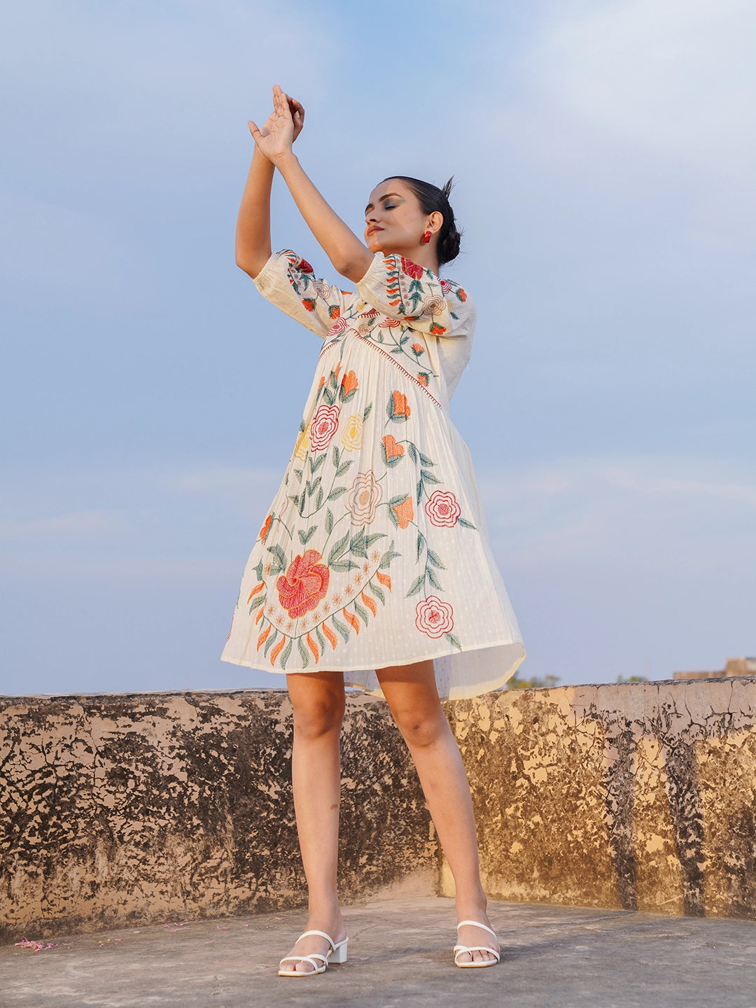 amazing embroidery short dress